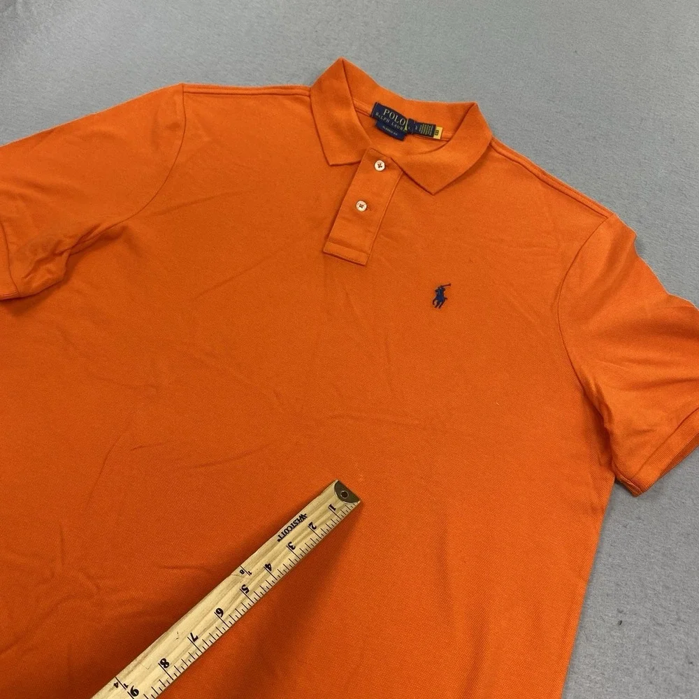 Polo Ralph Lauren Polo Shirt Mens Large Orange Classic Fit Short Sleeve Pony